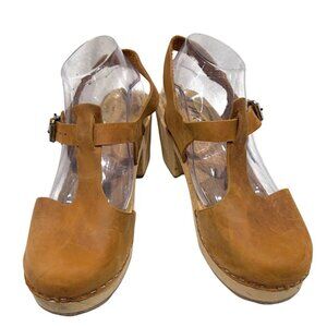 Lotta Highwood T-Bar Clogs Brown Wood base Size 42 (US 10.5)